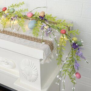 NEW 6 FT Easter Garland, Lighted Artificial Garlands with Egg